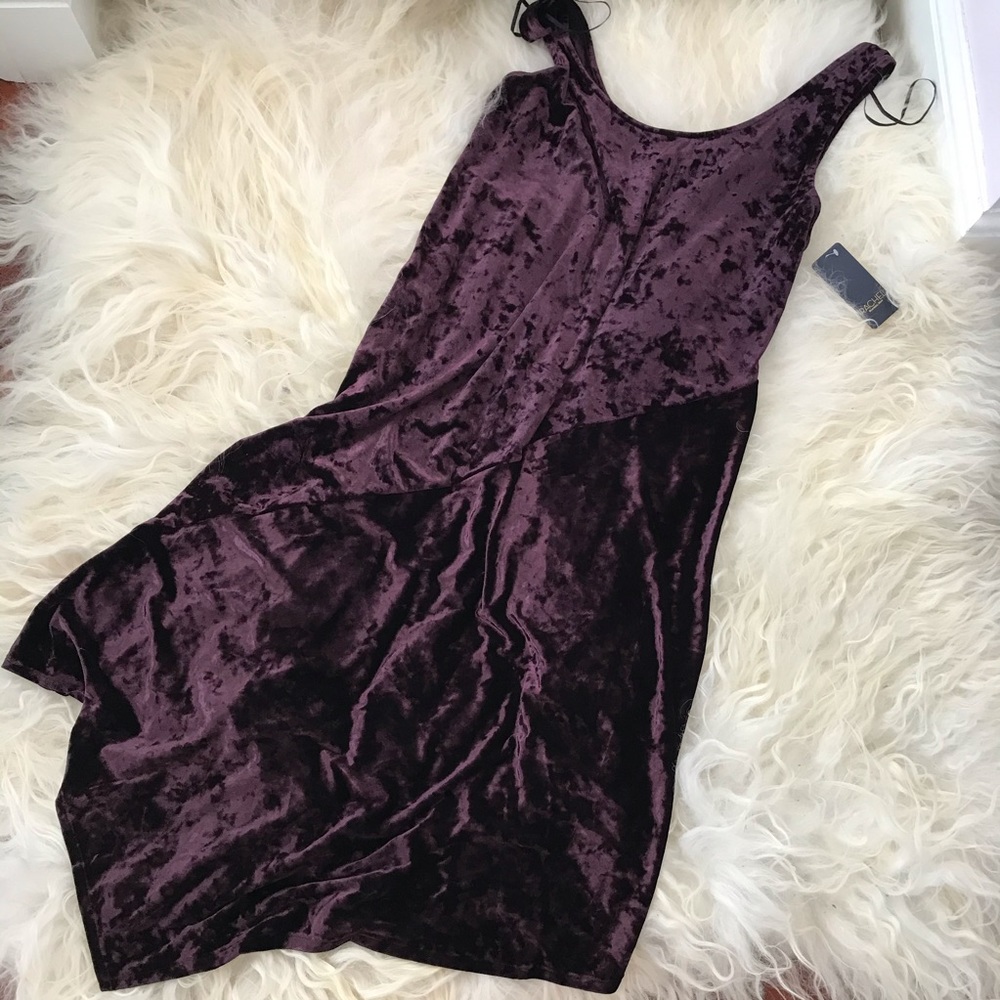 Rachel Roy Kelsie Asymmetrical Hem Velvet Dress - Picture 6 of 8